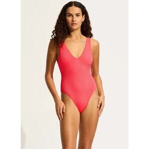 Seafolly Sea Dive Deep V Neck One Piece - Snapdragon NWT SIZE 4 12
